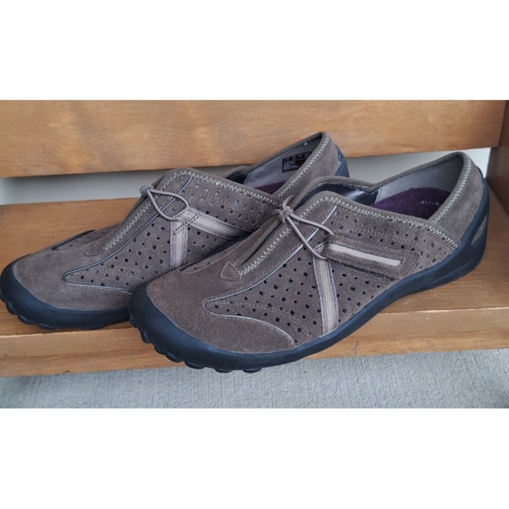 Clarks Women's Privo Tequini Brown Cushion Suede Slip-On Flat Comfort Shoes 9.5